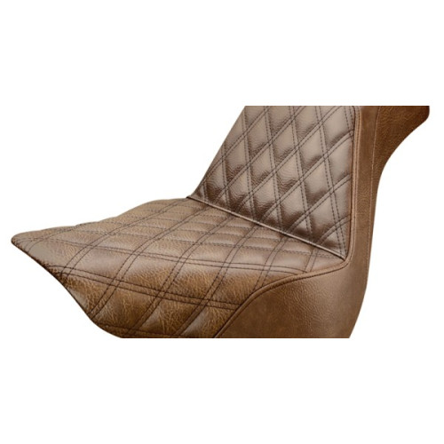 PartzBiz HD: 3467014-Saddlemen Step Up Brown 2 Up Lattice Stitch Seat Harley Softail Fat Boy FLFB 18+