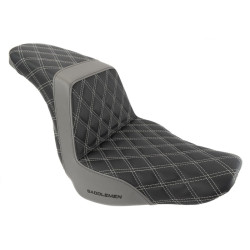 PartzBiz HD 818-29-175WHITEST - Saddlemen Step 2 Up Lattice Diamond Silver Stitch Seat M8 Harley Softail FXLRS