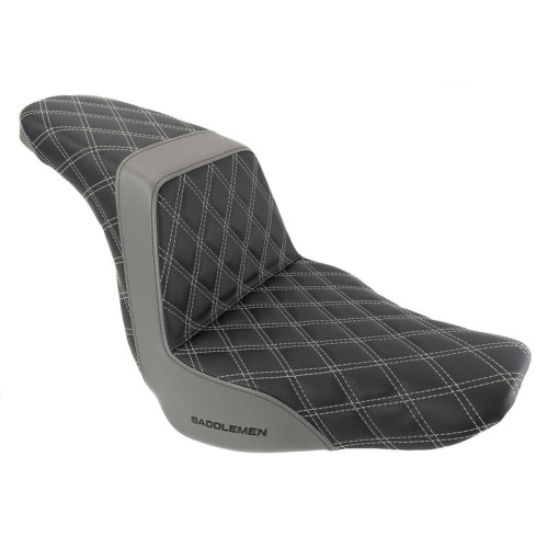 PartzBiz HD: 3467022-Saddlemen Step 2 Up Lattice Diamond Silver Stitch Seat M8 Harley Softail FXLRS