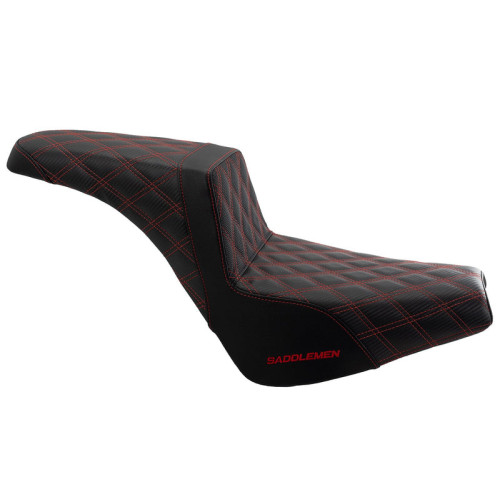 PartzBiz HD: 3475191-Saddlemen Step 2 Up เบาะสีแดง Lattice Stitch Harley Softail 18+ Street Bob FXST