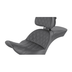 PartzBiz HD 818-33-030LS - Saddlemen Black Explorer Lattice Stitch 2 Up Backrest LS Seat Harley Softail 18+