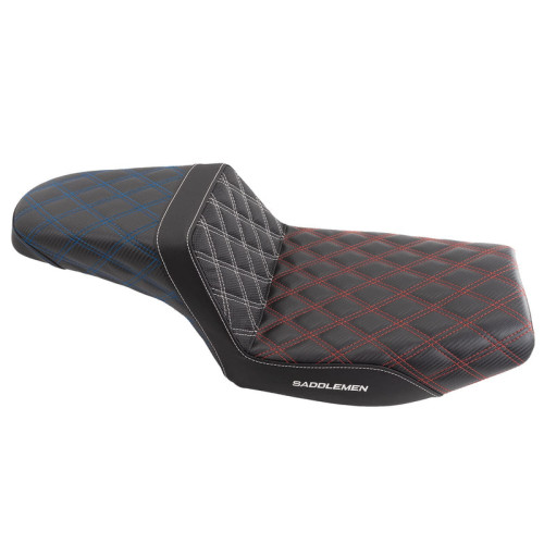 PartzBiz HD: 3475096-Saddlemen ACM USA Step 2 Up Diamond Lattice Stitch Seat Harley Super Glide FXR