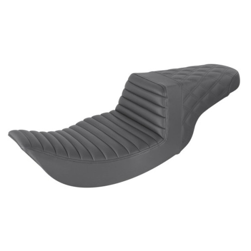 PartzBiz HD: 3490935-Saddlemen Black Step 2 Up Lattice Stitch Tuck N Roll Seat Harley Touring 97-07