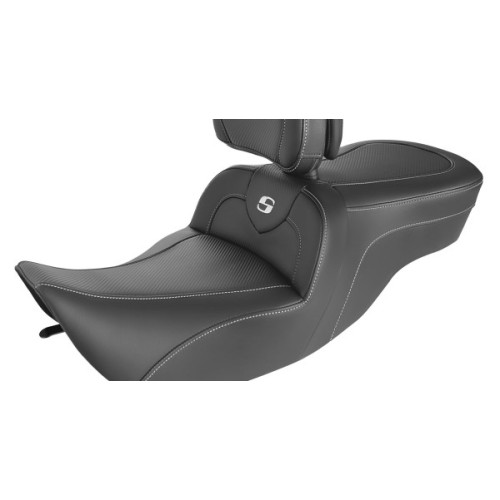 PartzBiz HD: 3489166-ที่นั่งคาร์บอนไฟเบอร์ Roadsofa ของ Saddlemen พร้อมพนักพิง Harley Touring 1997-07