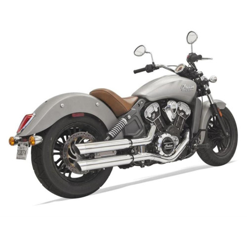 PartzBiz HD: 3465075-Bassani 3” Chrome Classic Slip On Mufflers Slash Cut Exhaust Indian 17-19 Scout