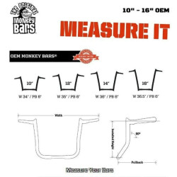 PartzBiz HD ACM - OEMB125-12 B - Paul Yaffe Black 12 OEM Monkey Ape แฮนด์บาร์ Harley Touring Road King Glide