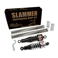PartzBiz HD B28-1001B - Burly Black Slammer Shocks + Fork Springs Lowering Kit 04-15 Harley Sportster XL