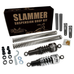 PartzBiz HD B28-1003 - Burly Slammer Shocks + Fork Springs Kit 2006-2017 Harley Dyna Street Bob FXD