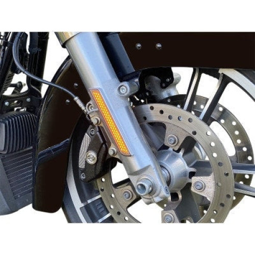 PartzBiz HD: -Custom Dynamics LED Front Fork Lightz Amber Lens Black Harley FLH/T 14-Up CD-FORK-BCM-AC 2040-2648 20402648 electra road street glide king tri trike touring best for buy