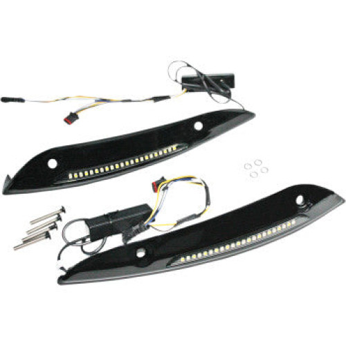 PartzBiz HD: -Custom Dynamics Genesis 4 Smoke Sequential LED Windshield Trim Black Harley 96-05
