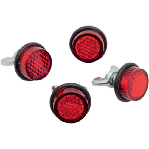 PartzBiz HD: 3477490-Chris Products กรอบป้ายทะเบียน Mini สีแดง รถจักรยานยนต์ Harley 4 แพ็ค