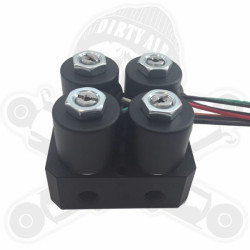 PartzBiz HD DA-4VM - Dirty Air 4-Valve Compact Manifold Kit 1/8” NPT Black Front Rear Harley