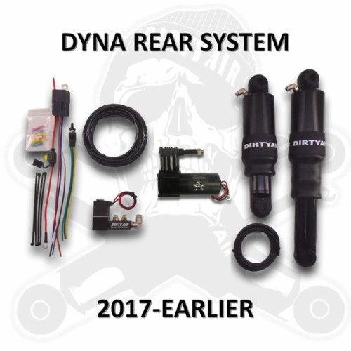 PartzBiz HD: 3450001-Dirty Air สีดำด้านหลังอลูมิเนียม Air Ride Shocks ระบบกันสะเทือนคู่ชุด Harley Dyna