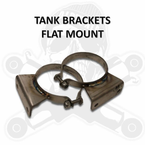 PartzBiz HD: 3491500-Dirty Air Flat Mount Tank Brackets Pair Raw Steel 2.5” 3” Tanks Harley Touring