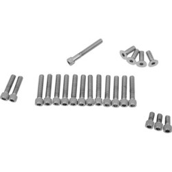 PartzBiz HD DS-190755 - ลากชุดสลักเกลียวฝาครอบด้านข้างแบบสมบูรณ์ชุด Chrome Knurled Socket Harley FX FL 70-84