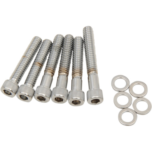 PartzBiz HD: 3488762-Drag Camshaft Cover Bolt Set Chrome Smooth Socket Harley Big Twin 87-92 Evo