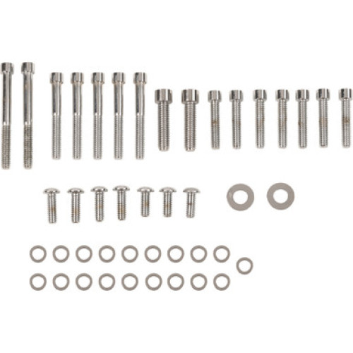 PartzBiz HD: 3488850-Drag Trans Primary Bolt Set Kit Chrome Smooth Socket Harley Softail Dyna 89-98