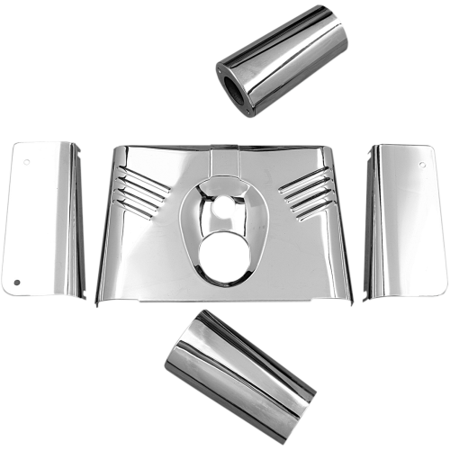 PartzBiz HD: 3465038-Drag Specialties 5 Piece Fork Tins Ribbed Chrome Cover Harley 86-17 FLST Softail