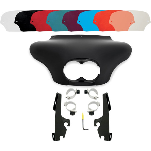 PartzBiz HD: 4409758-Memphis Shades Batwing Fairing Black Trigger Lock Mount Shield Dyna FXDF Fat Bob | MEM7161 & MEB8968
