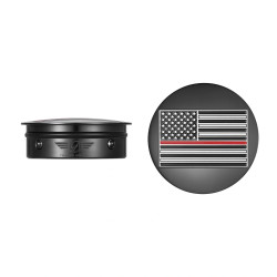 PartzBiz HD FD75-AFRL-BLK - Figurati Swing Arm Cover Kit Pair Black Red Line USA Flag Harley Touring 65-23