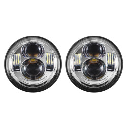 PartzBiz HD HW195207 - Hogworkz Chrome LED 4.65″ ไฟหน้าสไตล์ Dual Daymaker Harley Dyna Fat Bob PartzBiz HD HW195207 - Hogworkz Chrome LED 4.65″ ไฟหน้าสไตล์ Dual Daymaker Harley Dyna Fat Bob