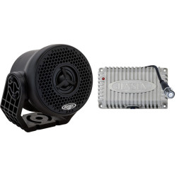 PartzBiz HD JAHD440BT - Jensen Power Sports เครื่องขยายเสียงบลูทูธ 4 ช่อง 160W กันน้ำ Harley Silver