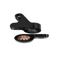 PartzBiz HD K68500 - Kodlin Black Elypse LED 2-1 Front Turn Signals Running Light 18+ Harley Softail