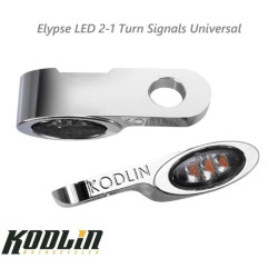 PartzBiz HD K68511 - Kodlin Chrome Elypse LED 2-1 Front Turn Signals Running Light Universal Fitment