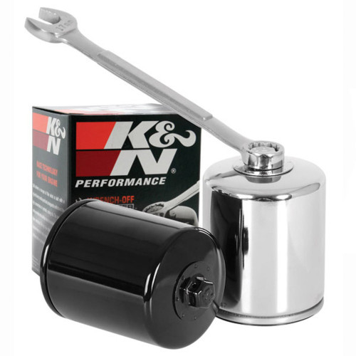 PartzBiz HD: 3457564-K&N Chrome Wrench Off Performance Oil Filter Harley Softail Touring Dyna 99-20