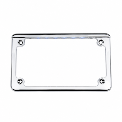 PartzBiz HD LPF-HRZ-B-LP - Custom Dynamics Black Flat Horizonal Motorcycle Plate Frame w/ LED Illumination LPF-HRZ-B-LP