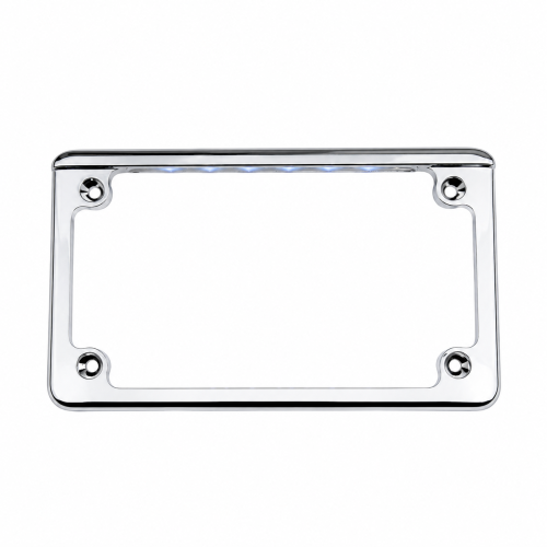 PartzBiz HD: -Custom Dynamics Chrome Flat Horizonal Motorcycle Plate Frame w/ LED Illumination LPF-HRZ-C-LP