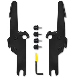 PartzBiz HD MEB2032 - Memphis Shades Black Fats No-Tool Trigger-Lock Windshield Mounts Harley FLFB 18+