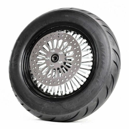 PartzBiz HD: 3441605-16 X 5.5 Black 52 Fat Mammoth Spoke Rear Wheel Tire Package Harley Touring 09+ B