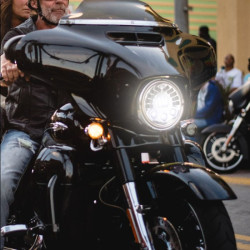 PartzBiz HD PB-7A-14-B - Custom Dynamics ProBeam Black Adaptive 2 7" Headlamp Harley FLH FLT 14-20 2001-2130 20012130 PB-7A-14-B FXD  FLTCU FLHX FLHR FLTR FLHT FLTRX electra road street glide ultra light 