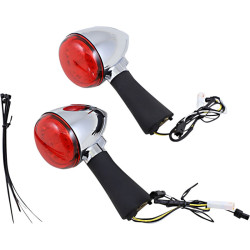 PartzBiz HD PB-BR-RR-IND-CR - Chrome ProBeam Bullet Ringz LED Rear Turn Signal w/Red Lens 