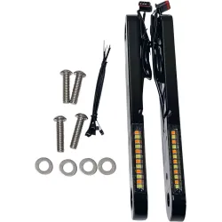 PartzBiz HD PB-DS2-13-B - Custom Dynamics ProBeam Black Flush Dynamic Strips Turn Signal FLH 97-13
