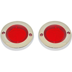 PartzBiz HD PB-FLAT-BEZ-CR - Chrome ProBeam Flat Bezel Turn Signal Adapters w/Red Lens
