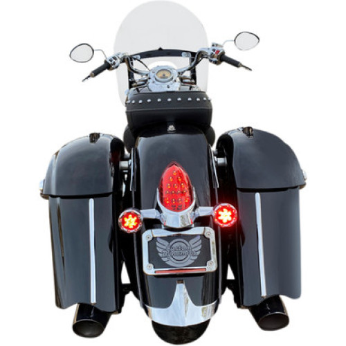 PartzBiz HD: -Custom Dynamics ProBeam เลนส์สีแดงโครเมี่ยม Dynamic Ringz LED Turn Signals 14-19 Indian Springfield Roadmaster 2020-1742 20201742