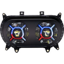 PartzBiz HD PG-RG-B - Custom Dynamics ProGLOW Double-X LED Headlight Black Clear LED Harley FLTR 2015+