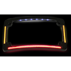 PartzBiz HD TF05-B - Custom Dynamics TF05-B Black All-In-One LED Quad Radius Horizontal License Plate Frame Universal 2030-0788 20300788 Harley Metric Honda Yamaha Kawasaki Triumph Victory