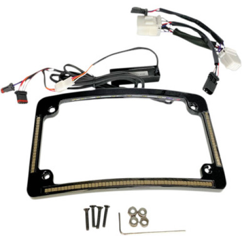 PartzBiz HD: -Custom Dynamics Black Radius LED License Plate Tag Frame 97-13 Harley Softail bagger dresser custom motorcycle upgrade turn bake lights
