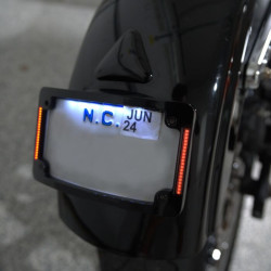 PartzBiz HD TF05-HD-C - Custom Dynamics Chrome รัศมี LED ป้ายทะเบียนแท็กกรอบ 97-13 Harley Softail bagger dresser รถจักรยานยนต์ที่กำหนดเองอัพเกรดเปิดอบไฟ
