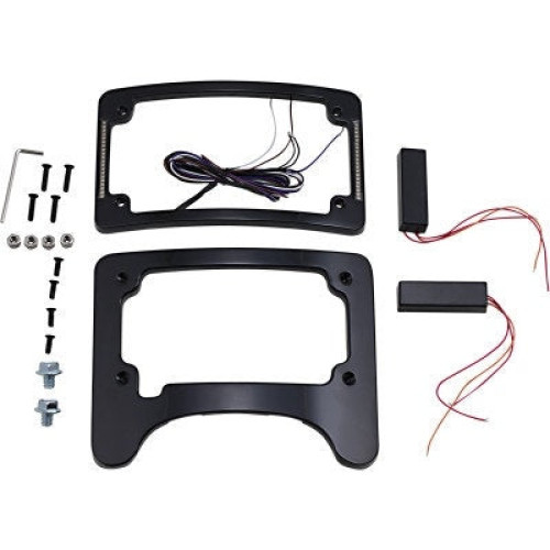 PartzBiz HD: -Custom Dynamics Black Radius LED License Plate Tag Frame 10-13 Harley FLH FLT bagger dresser custom motorcycle upgrade turn bake lights