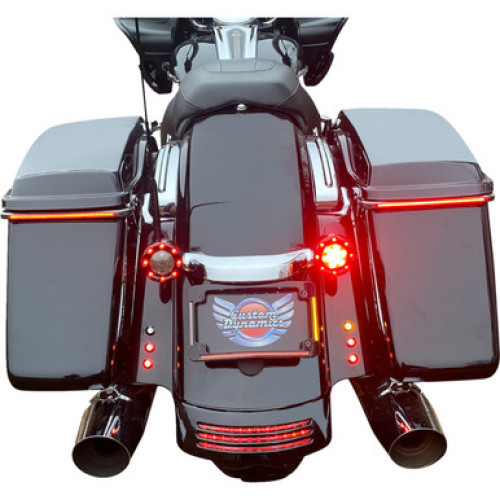 PartzBiz HD: -Custom Dynamics Chrome Radius LED License Plate Tag Frame 10-13 Harley FLH FLT bagger dresser custom motorcycle upgrade turn bake lights