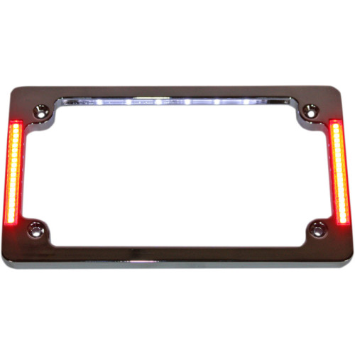 PartzBiz HD: -Custom Dynamics Chrome Tri Horizonal Motorcycle Plate Frames Flush Mount Leds | TF07-C