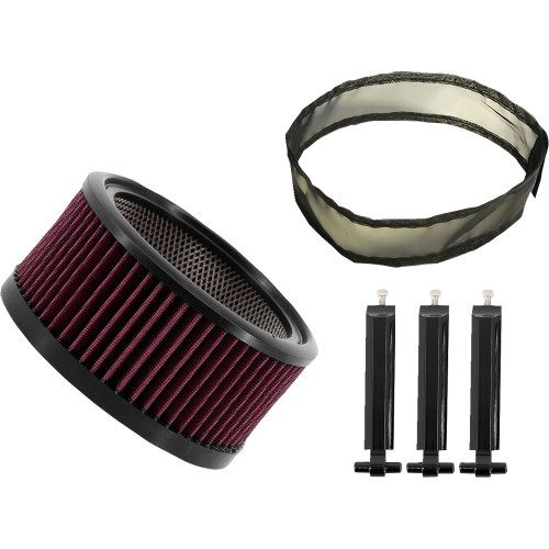 PartzBiz HD: 3482715-Trask Big Power Assault Air Filter Cleaner Kit Gloss Black High Flow Aluminum