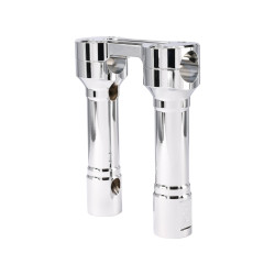 PartzBiz HD TSC-6100-3 - Thrashin’ Hole Shot Risers 6” Chrome Aluminum Pair Top Clamp 1” dia OE Harley