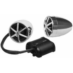 PartzBiz HD MC600B - Chrome 3” Boss Audio MC600B Bluetooth 800 Watt Speakers Amp Kit Weatherproof FXD