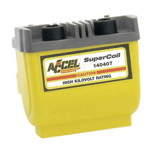 PartzBiz HD: 4425125-Accel 140407 Dual-Fire Super Coil สีเหลือง OE 31620-88 Harley Evo Big Twin 80-03
