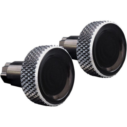 PartzBiz HD: 4425049-Accutronix Black Round Knurled Saddlebag Latch Levers Harley FLH/T 14-18 | SLK01-KN